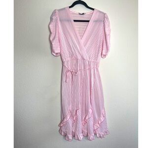 Vintage puff sleeve rainbow thread dress‎